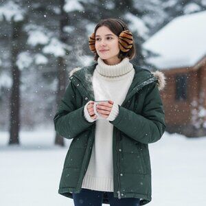 Fashion Accessory Ear Muffs Covers Beagle Tiger Print Adjustable Brown Black NWT